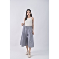 ((S) izzue High Waist Texture Cotton Striped Blue Trousers Second-Hand Clothes