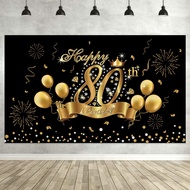 Happy 80th Birthday Photography Backdrop for Men Women Happy 80th Birthday Backdrop Black Gold 80 Ye