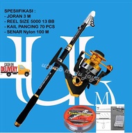 GNE Pancing Laut 1 Set Reel Size 5000 13 BB Dan Joran 3 Meter