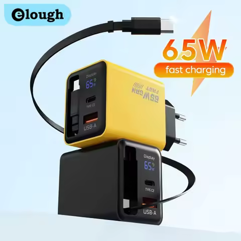 Elough 65W Extendable Digital Display GaN Charger for iphone Huawei Phones Tablets Type-C Multi-Port
