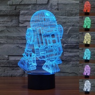 Star Wars 3D Night Light 7 Colors Gradient Robot R2-D2 USB LED Table Lamp
