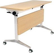 YVYKFZD Folding Conference Table, Rectangular Conference Room Table, Mobile Seminar Meeting Table wi