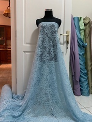 Bahan Kain Brukat Cornelly Motif Bunga Warna Ice Blue Baby Blue Biru Muda