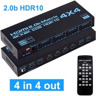 4K 60hz HDMI2.0 HDR 10 4x4 Matrix HDMI Switch Splitter 4 in 4 Out Display with EDID Video Converter for PS3 PS4 Xbox Camera DVD Laptop PC To TV Monitor Projector