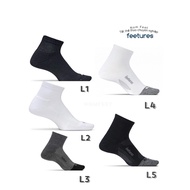 Feetures mid-neck running socks are durable, deodorant, and permanently fitted