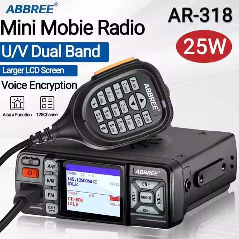 ABBREE Mobile Radio Walkie Talkie 25W Dual Band DTMF VHF UHF Long Range Transceiver HF AR-318 AR-218
