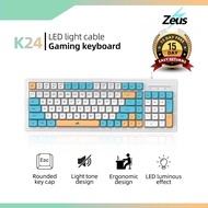 Zeus K-24 98 Key Gaming Keyboard USB Wired 96% Compact Rainbow Backlit with LED Bar