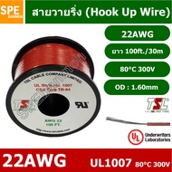 HK-22-1007-100 สายไฟเดี่ยว แกนฝอย 22AWG UL1007 80°C 300V 30M (100ft) สายไวริ่ง Hook Up Wire สายไฟอ่อน เส้นฝอย สีเงิน ชุบนิกเกิล Nickel Plate UL1007 เบอร์ 22AWG ยาว 100ft / 30m ต่อม้วน 100ฟุต สายไฟอ่อน สายวายริ่ง Hook Up Wire
