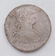 1808年西屬墨西哥8里爾(Reales)流通銀幣-墨西哥城鑄造