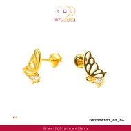 WELL CHIP Butterfly Studs Earrings - 916 Gold/Anting-anting Kancing Rama-Rama- 916 Emas