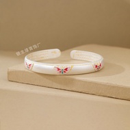 Silver Art Jewelry Ten Thousand Foot Silver 999.9 Enamel Butterfly Open Pure Silver Bracelet Light L