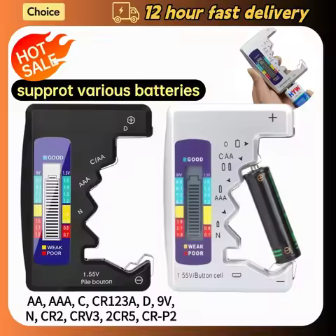 Digital Battery Tester LCD Display AA/AAA/9V/1.5V Button Cell Battery Capacity Check Detector Capaci