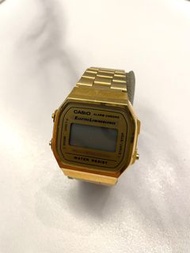 【CASIO】台灣卡西歐公司貨 經典復古 方型電子金錶 生活防水-金(A168WG-9W)