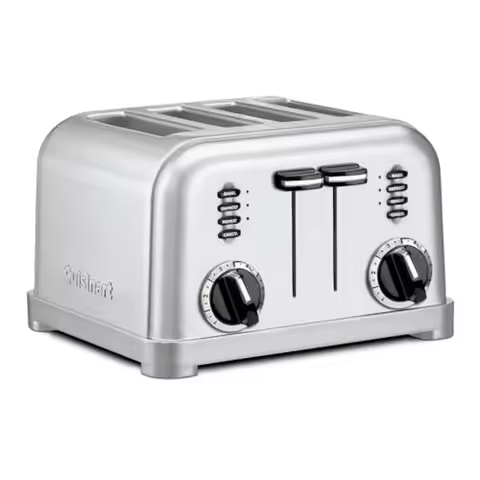 4-Slice Compact Stainless Steel Toaster with Extra-Wide Slots for Bread French Toast Bagels Pastries