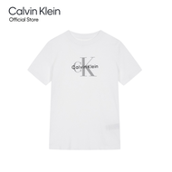 CALVIN KLEIN เสื้อยืดคอกลมแขนสั้นผู้หญิง Monogram Logo ทรง Regular รุ่น 47B865G YAA - สีขาว