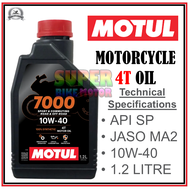 MOTUL 7000 4T 10W40 100% Synthetic Motorcycle Engine Oil - 1.2 Litre