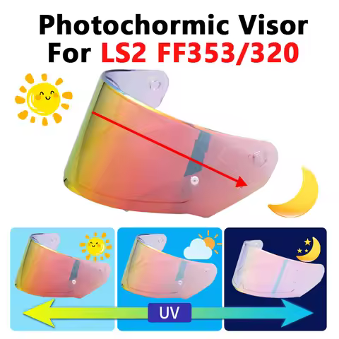 Photochromic Visor For LS2 FF320 FF353 Helmet Red&Blue Fits M-XXL Size Windshield UV Protection Moto