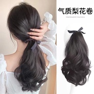 LIVING HOME Rambut Palsu Wanita Rambut Palsu Jepit Hair clip pony tail ponitail kuncir ekor kuda korea tali Lurus dan Curly  rambut wik hair clip rambut asli Wig Rambut Palsu Ikal Wanita Dengan Tali Pitta