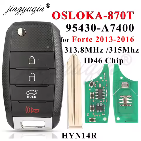 jingyuqin Remote Flip Car Key OSLOKA-870T (YD-TP) 95430-A7400 ID46 Chip 313.8 Mhz For Kia Forte 2013