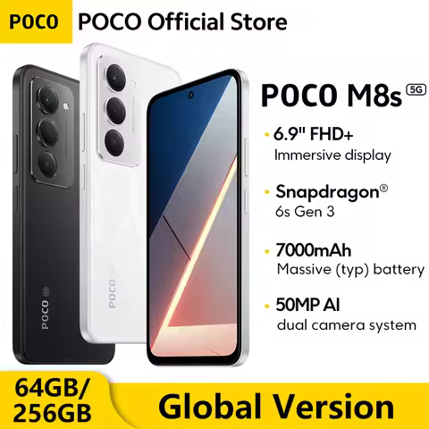 Global Version POCO M8s 5G Smartphone 128GB 256GB Snapdragon® 6s Gen 3 6.9" 144Hz Display 50MP Camer