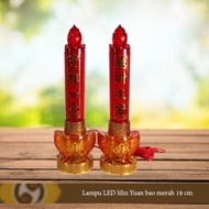 MERAH LILIN Red Yuan Bao Candle LED Light 19 cm