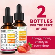 (2-PACK) Organic Vitamin D3K2 plement Drops with MCT Oil Omega 3, Liquid Vitamin D3 for Healthcare &