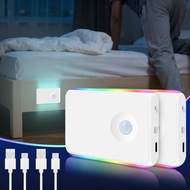 2 Pack Motion Sensor Night Light Cruise Ship Approved Magnetic Night Light Rechargeable with 2 USB C