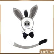 [PerfkMY] Donkey Costume Set Donkey Ears Headband Tail for Fancy Dress Festivals Christmas