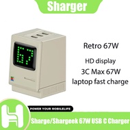 Sharge/Shargeek USB C Charger,Retro 67W GaN Charger with Digital Rain Power Display
