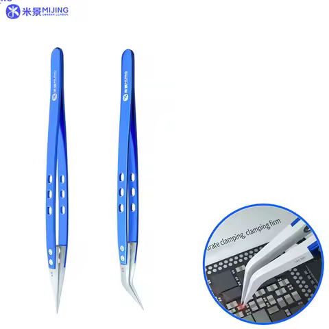 MIJING Ceramic Tweezers Anti-Static Insulation High Temperature Resistance Forceps Precision Curved 
