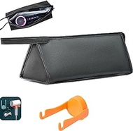 Travel Case for Dyson Airwrap Styler/Shark Flexstyle And folding storage rack, Black Pu Leather Travel Storage Bag for Dyson Supersonic Hair Dryer, Waterproof Anti-scratch Dustproof Shockproof