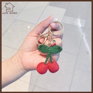YELGIRL Yarn Keychain, Dripping Cherry Plant Cherry Keychain, Cute Handmade Yarn Dripping Cherry Key