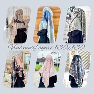 Jilbab Voal Motif Syar i Ukuran 130X130 Premium Hijab Segiempat Motif
