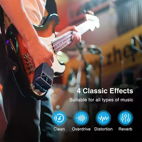 LEKATO Practice Electric Guitar Amp 5W Portable Guitar Amp Bluetooth with Built-in 4 Effects Clean D