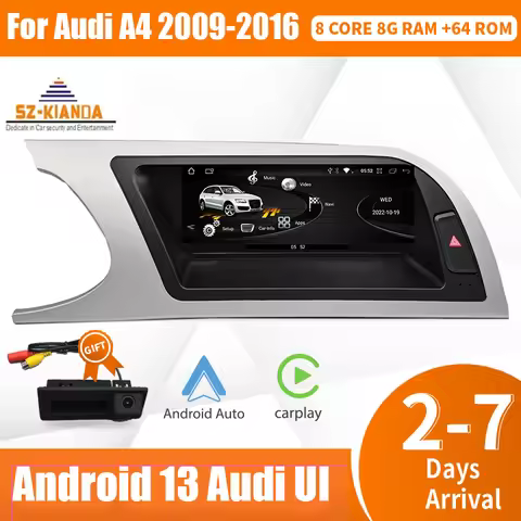 Wireless Carplay Android 13 Car Multimedia Player For Audi A4 B8 2009-2016 8 Core CPU GPS Navi Googl