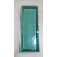 Rectangular Ceramic Tray Size 12-Inch 1 Inch Rim Green Mr. Press