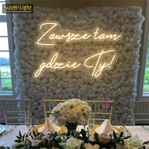 Big 75cm Custom Neon Light LED Neon Sign Zawsze tam gdzie Ty Sign for Wedding Birthday Room Home Dec