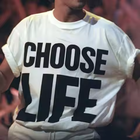 Men Clothing CHOOSE LIFE T Shirt Wham George Michael Retro 80s 80's Fancy Dress Woman Man Cotton Gra
