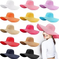 12 Pcs Women Sun Straw Hat Wide Brim Beach Hats Bulk Foldable Summer UV Hat Large Floppy Garden Hat for Travel Decoration
