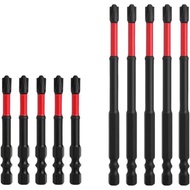 FPH2 Impact Screwdriver Bit Set - S2 Steel 65mm & 110mm Slotted Heads 1/4 Inch Hex Shank, CNC Machin