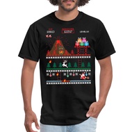 Retro Style 80s 90s Graphic Krampus Vs Santa 8-Bit Ugly Christmas Men'S T-Shirt