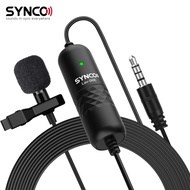SYNCO Lav-S6E Professional Lavalier Microphone Clip-on Omnidirectional Condenser Lapel Mic Auto-Pairing 6M/19.7 Long Cable with Windscreen for DSLR Camera Smartphone PC Video Recording Vlogging Interview Online Meeting Teaching