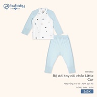 BU - Little Car long-sleeved cross-over set - IBB110802 - Car print white + Mint green - 6-9M - SS26