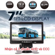 (7" Ahd + Ccd) Màn hình 7 inch AHD + CCD đặt Tablo 2 cổng nhận camera dùng điện 12V - 36V
