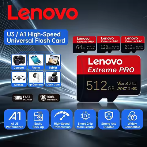 Lenovo Real Capacity Micro TF SD Card 512GB 256GB Flash Memory Card High Speed Cartao De Memoria 128