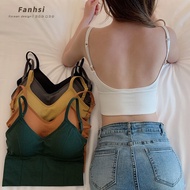 [Fanhsi] Thin Strap Beautiful Back Bra Inner Vest 80kg Can Wear top With Chest Pad Threaded Large Si