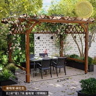 Gazebo kayu anti-karat untuk halaman dengan reka bentuk trellis, gazebo kayu padu untuk luar, pavili