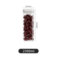 JustLiving ภาชนะบรรจุอาหารแห้งแบบสุญญากาศ2.3Lตู้ในห้องครัวเก็บของโปร่งใสเครื่องจ่ายซีเรียลทรงสี่เหลี