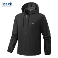 ZEKE C0021 Hooded Waterproof Reflective Windbreaker Jacket Lelaki Lengan Panjang Tracksuit