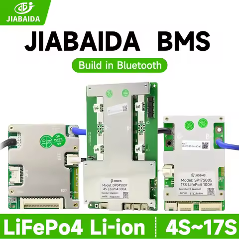 JIABAIDA Smart BMS 4S-17S 7S 8S 24V 16S LiFePo4 Li-ion Lithium 10S 12S 13S 14S JBDBMS 20A 30A 40A Sm